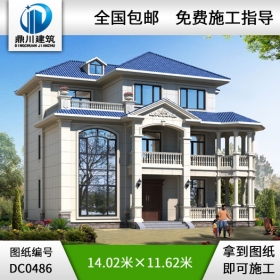 新農(nóng)村三層帶檐廊自建房小別墅設(shè)計圖紙_農(nóng)村三層別墅設(shè)計,鼎川建筑
