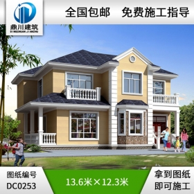 二層簡歐小別墅設(shè)計(jì)施工圖及效果圖_別墅設(shè)計(jì)圖紙,鼎川別墅圖紙