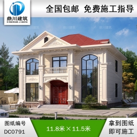 二層帶陽(yáng)臺(tái)復(fù)式別墅施工圖紙及效果圖_新農(nóng)村自建房設(shè)計(jì),鼎川建筑