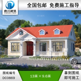 簡歐一層實用小別墅別墅施工圖紙及效果圖_農(nóng)村一層平房設(shè)計圖,鼎川建筑
