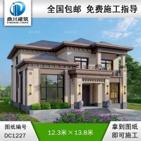 新中式二層別墅圖紙及效果圖_農(nóng)村自建別墅設(shè)計,鼎川建筑