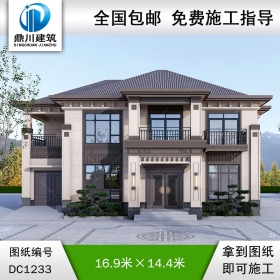 新中式二層別墅施工圖紙及效果圖_農(nóng)村自建別墅設(shè)計,鼎川建筑