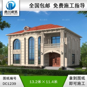 歐式二層復(fù)式別墅施工圖紙及效果圖_農(nóng)村自建別墅設(shè)計,鼎川建筑