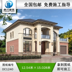 新中式二層別墅施工圖紙及效果圖_農(nóng)村自建別墅設(shè)計,鼎川建筑