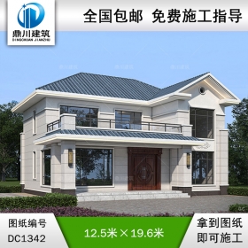 歐式二層別墅施工圖紙及效果圖_農(nóng)村自建別墅設計,鼎川建筑