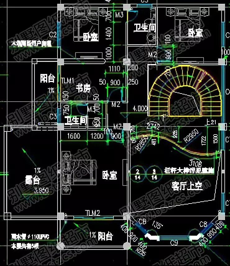 挑空客廳+旋轉樓梯，13×14三層優雅大氣歐式別墅